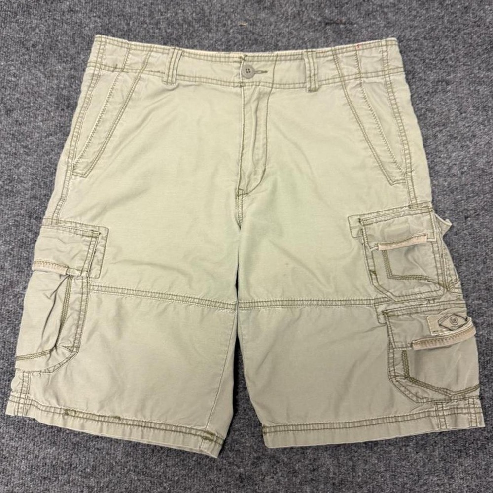 Unionbay Mens Cargo Shorts Sage Green Y2K Cotton Relaxed Fit Size 32